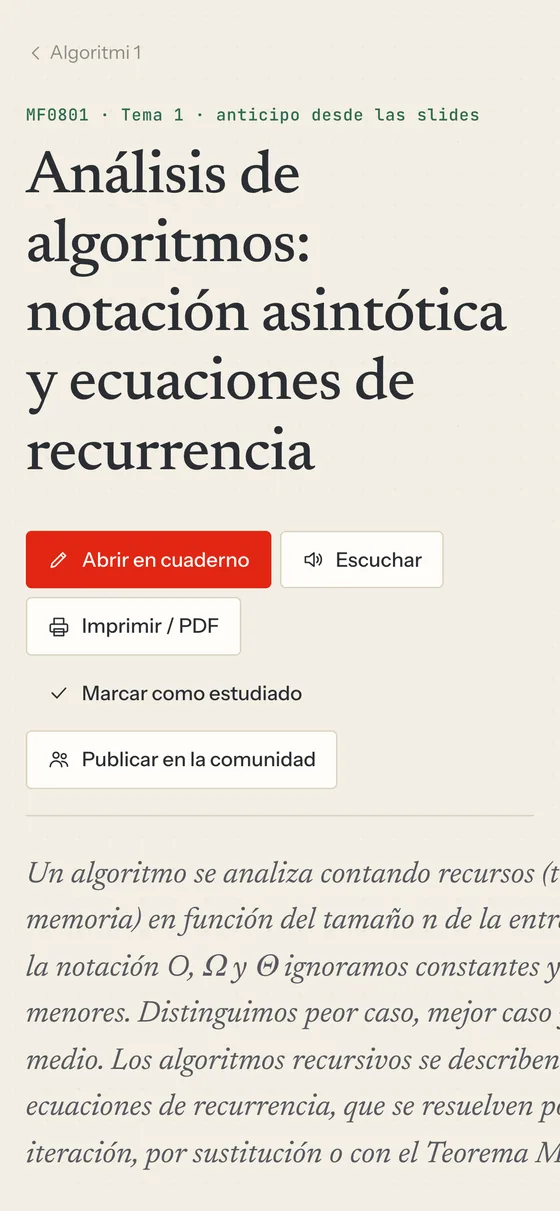 Quadernia en el móvil: una clase convertida en apuntes